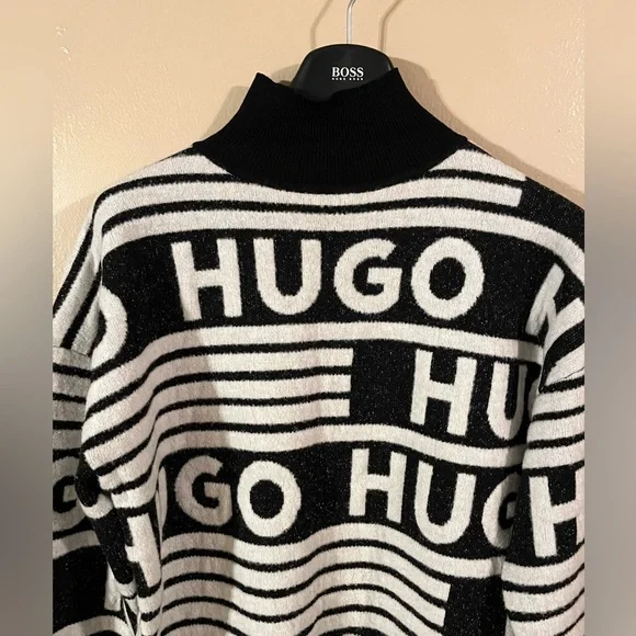 HUGO Boss Sisminy Logo-Jacquard Knit Dress size Medium